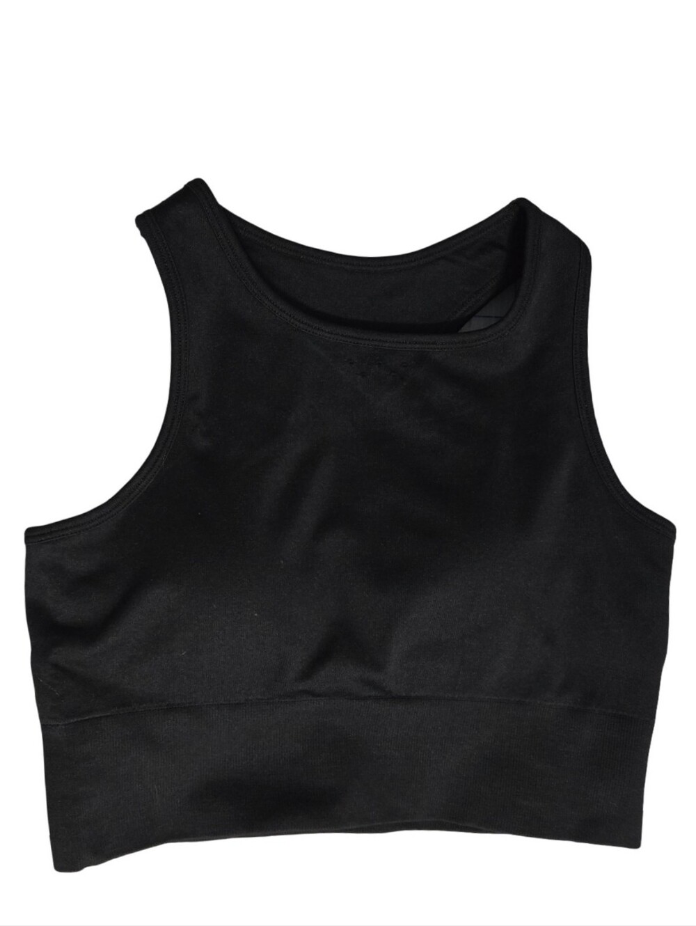 Savvi Black Textured Cropped Sports Bra Knit Athleisure Athletic Size Med